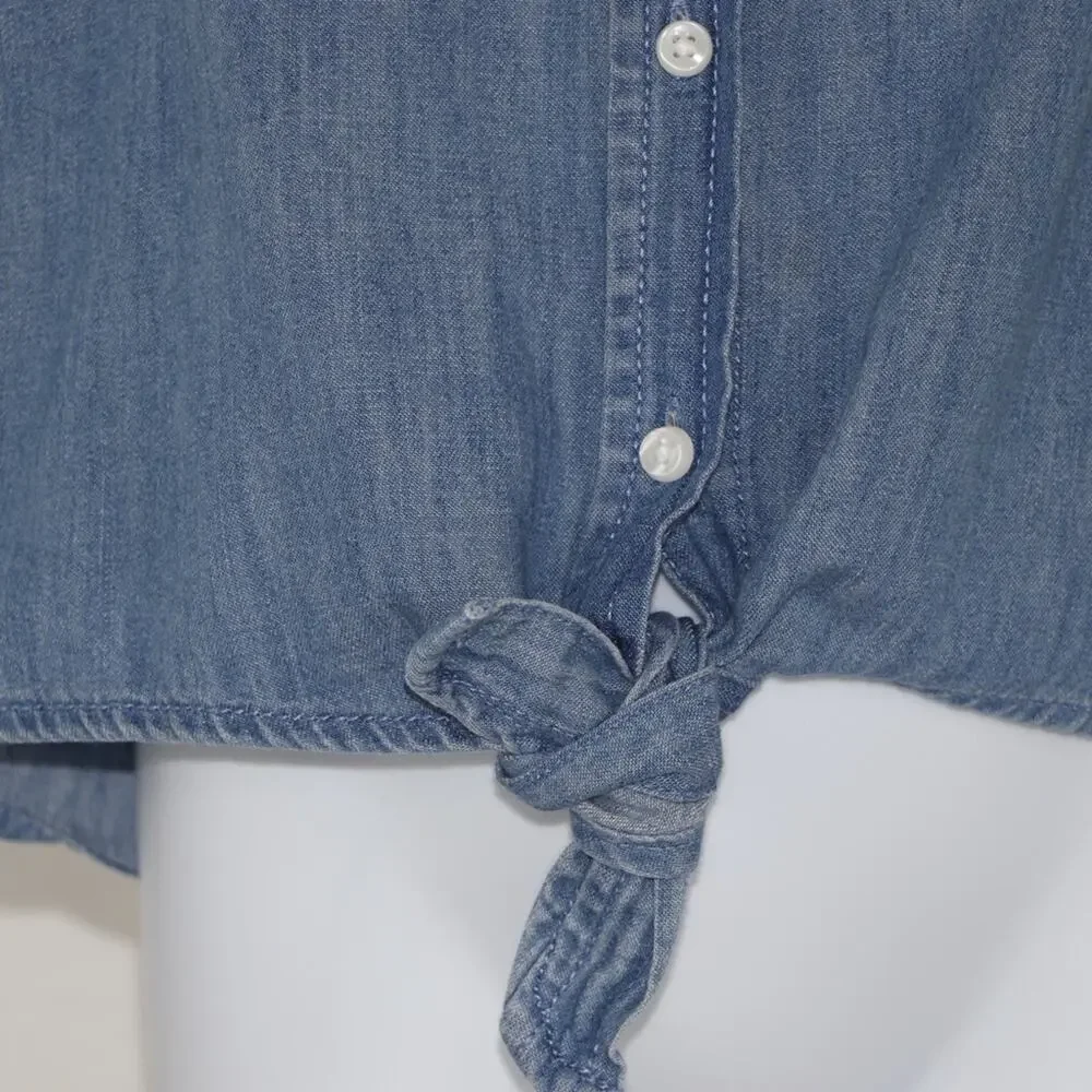 Gymboree Embroidered Tie Waist Shirt Chambray 5